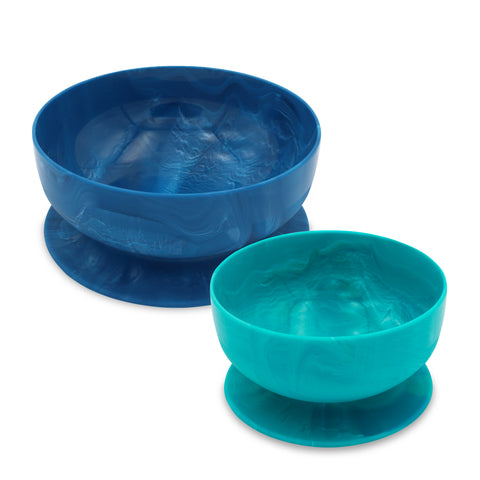 IncrediBowls with Super Grip | 100% Silicone | Medium + Small | 2 CT | Navy & Aqua