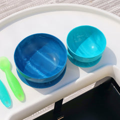 IncrediBowls with Super Grip | 100% Silicone | Medium + Small | 2 CT | Navy & Aqua