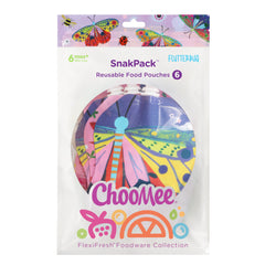 SnakPack Reusable Food Pouch - 6 CT | 8 oz, FlutterBug
