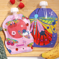 SnakPack Reusable Food Pouch - 6 CT | 8 oz, FlutterBug