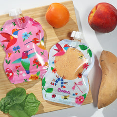 SnakPack Reusable Food Pouch - 6 CT | 8 oz, FlutterBug