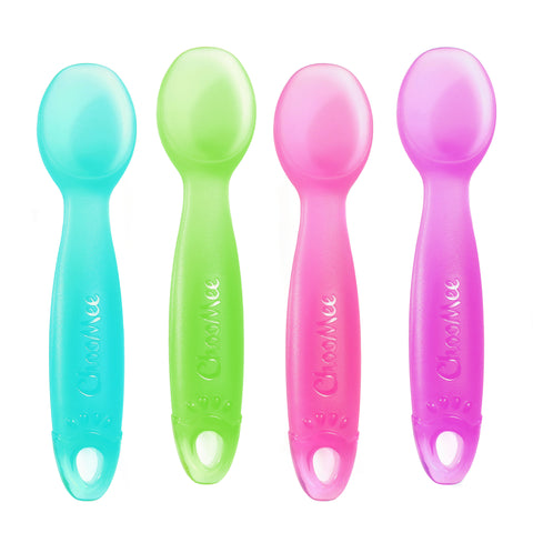 FirstSoon Baby Learning Utensil | 4 CT | Aqua Green +Pink Purple