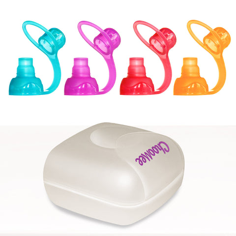SoftSip Food Pouch Silicone Tops + Travel Case | White, 4 CT